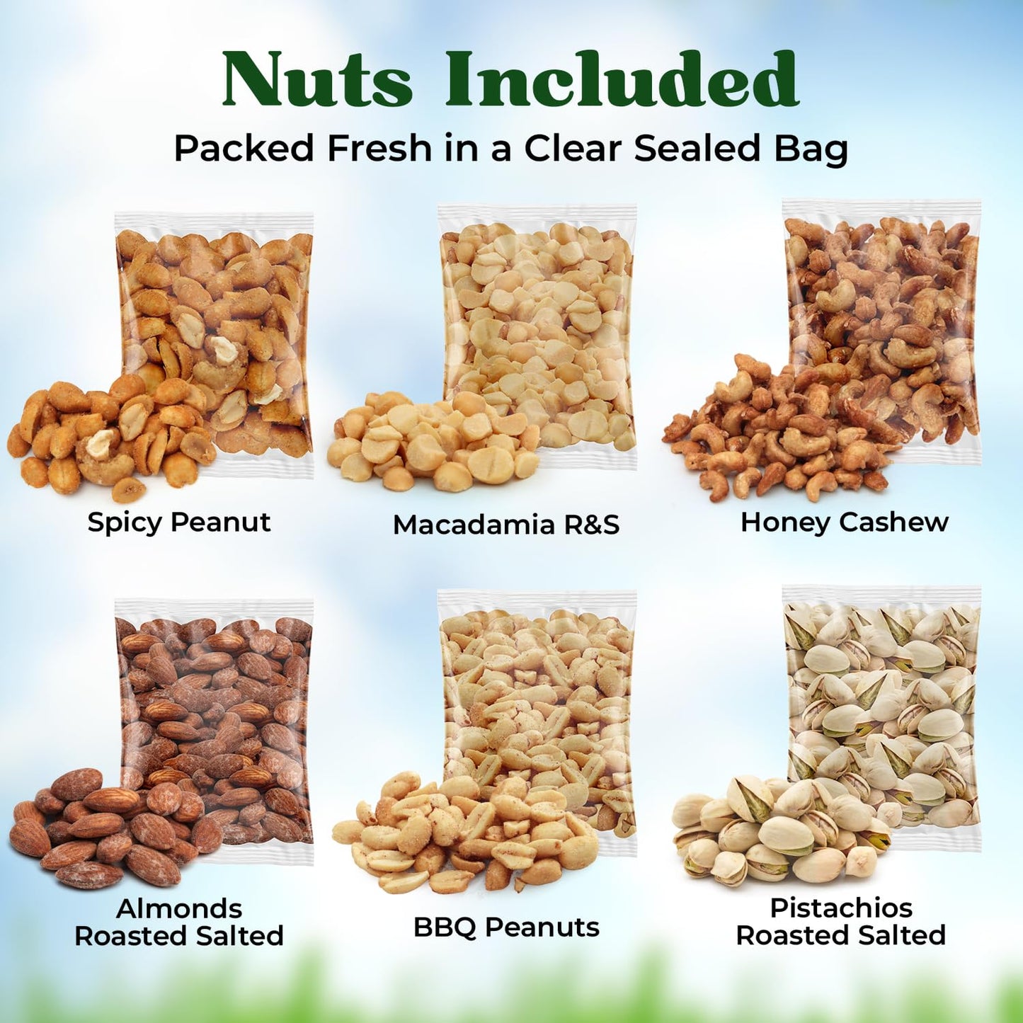 Father's Day Nut Gift Baskets - 6 Pillow Boxes Filled With Fresh Nuts, Beautifly Packaged for Fathers Day Celebrations, Special Dad Gifts For Fathers Day.