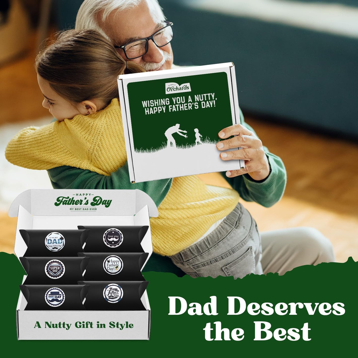 Father's Day Nut Gift Baskets - 6 Pillow Boxes Filled With Fresh Nuts, Beautifly Packaged for Fathers Day Celebrations, Special Dad Gifts For Fathers Day.