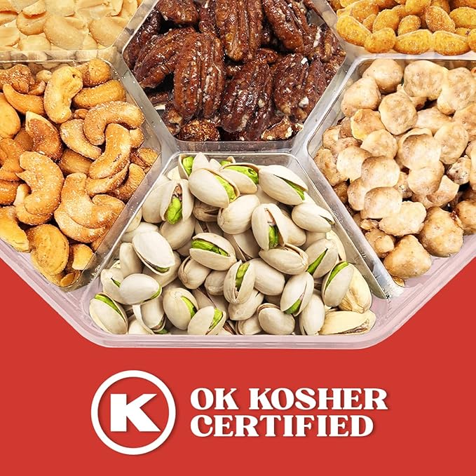 Nuts Gift Basket - Delicious Mixed Cravings Gourmet Collection Features 7 Sectional Platter with Freshly Roasted Nuts - Gift Baskets.
