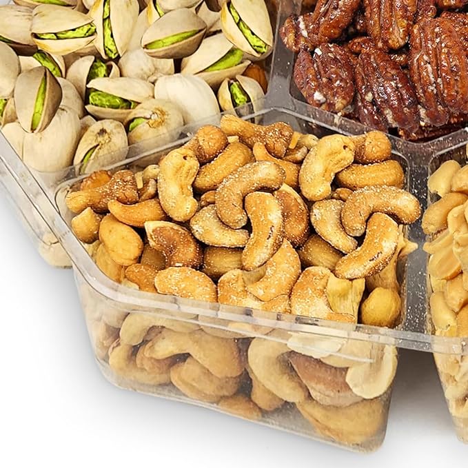 Assorted Nuts - Gourmet  Gift Basket With a Variety of Freshly Roasted Nuts - Beautifully Packaged Gift for Birthday, Sympathy, Halloween, Thanksgiving. (7 Sectional Ultimate Family Pack)