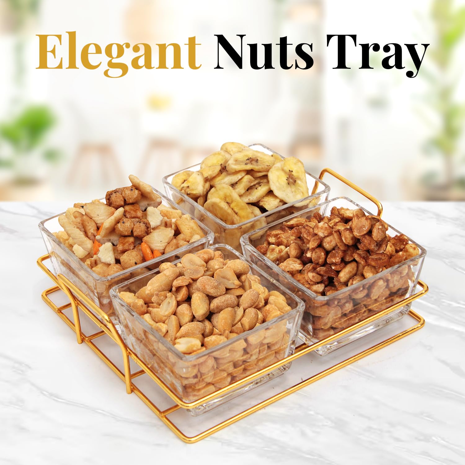 Large Nuts Platter with Glass Tray