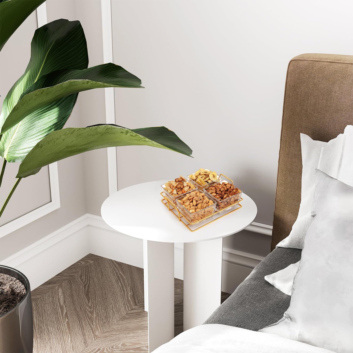 Large Nuts Platter with Glass Tray