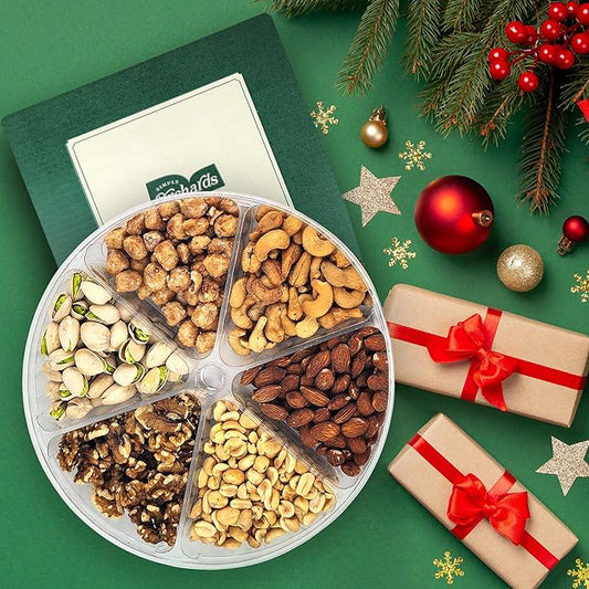 Gift Basket - Nuts Gift Basket Platter With a Variety of Freshly Roasted Nuts - Nuts Gift Basket - Beautifully Packaged Gift for Birthday, Sympathy. (6 Sectional Ultimate)