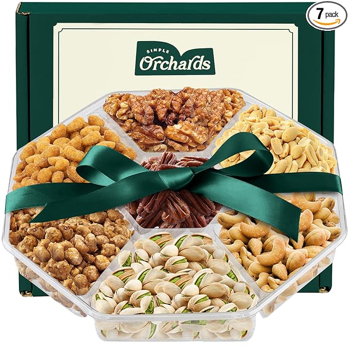 Nuts Gift Basket - Delicious Mixed Cravings of Freshly Roasted Nuts - Beautifully Packaged, Sympathy Basket, Healthy Nuts Gift.