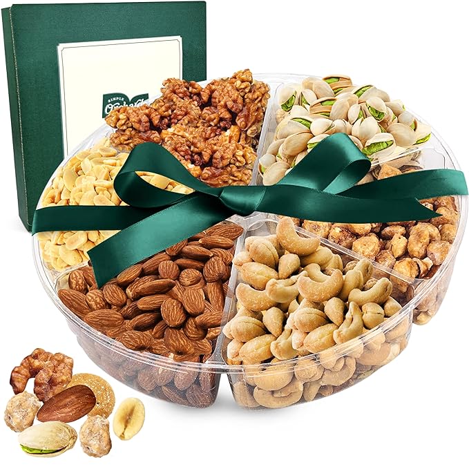 Gift Basket - Nuts Gift Basket Platter With a Variety of Freshly Roasted Nuts - Nuts Gift Basket - Beautifully Packaged Gift for Birthday, Sympathy. (6 Sectional Ultimate)