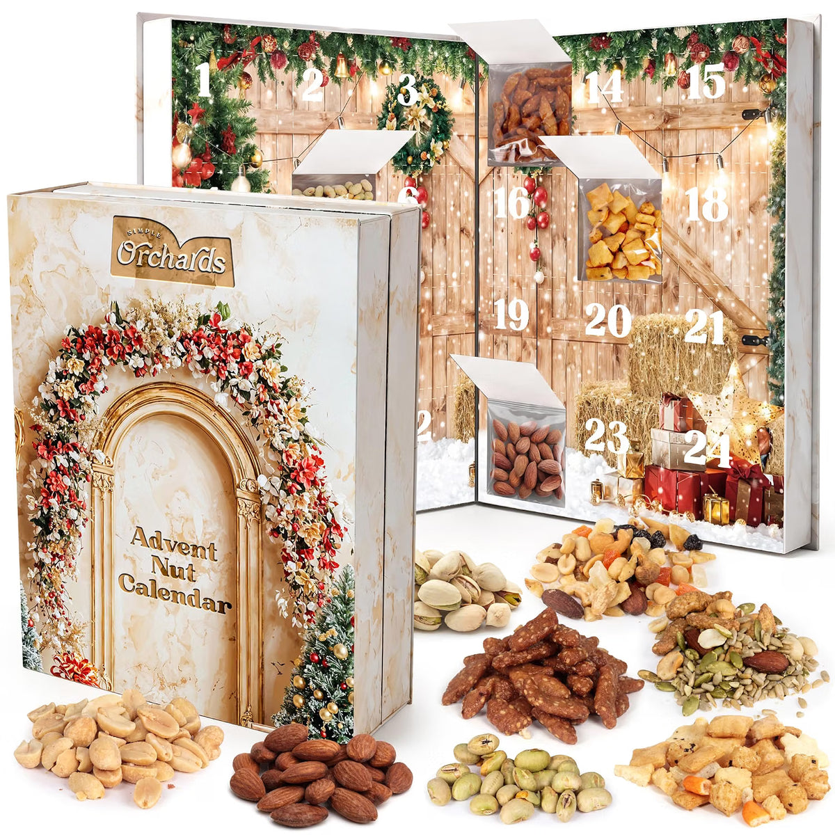 Advent Calendar 2026 for Adults - 24 Count Nut & Savory Snack Countdown