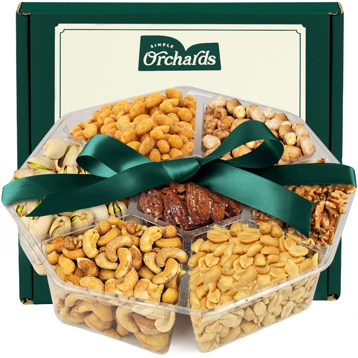 Assorted Nuts - Gourmet  Gift Basket With a Variety of Freshly Roasted Nuts - Beautifully Packaged Gift for Birthday, Sympathy, Halloween, Thanksgiving. (7 Sectional Ultimate Family Pack)