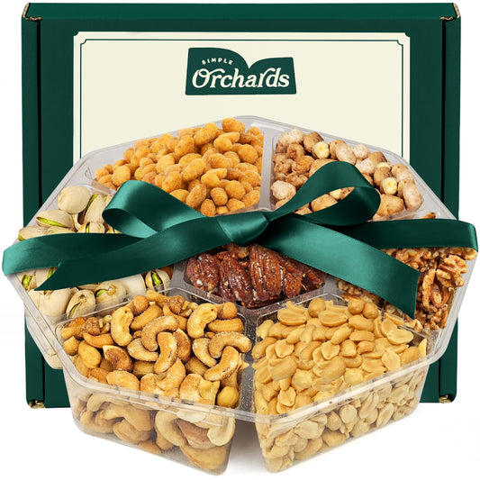 Assorted Nuts - Gourmet  Gift Basket With a Variety of Freshly Roasted Nuts - Beautifully Packaged Gift for Birthday, Sympathy, Halloween, Thanksgiving. (7 Sectional Ultimate Family Pack)